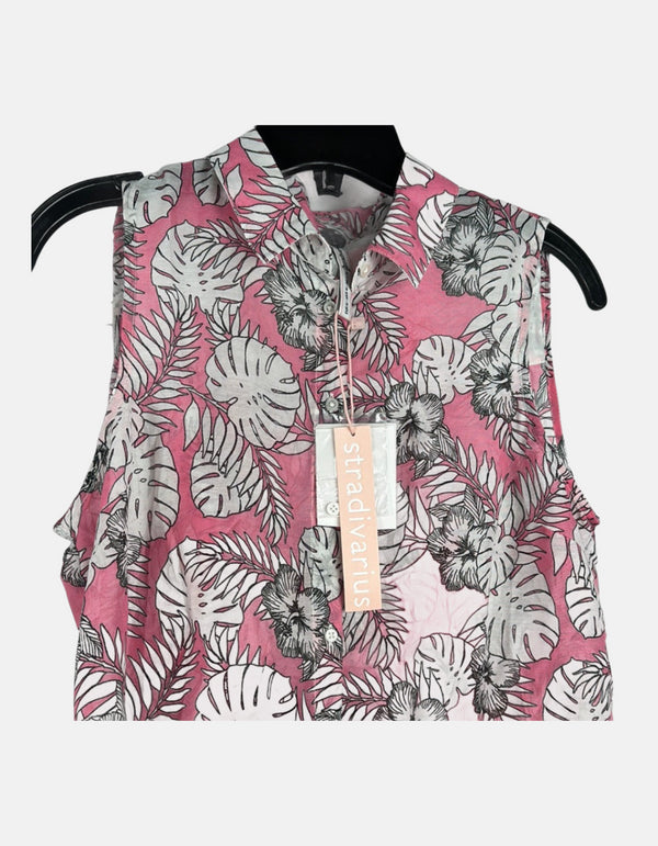 Tropical Breeze Sleeveless Linen Blouse FM